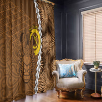 Vanuatu Coconut Crab Window Curtain Ni-Van Tropical Leaves With Sand Drawing Art LT14 - Polynesian Pride