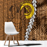 Vanuatu Coconut Crab Window Curtain Ni-Van Tropical Leaves With Sand Drawing Art LT14 - Polynesian Pride