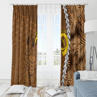 Vanuatu Coconut Crab Window Curtain Ni-Van Tropical Leaves With Sand Drawing Art LT14 - Polynesian Pride