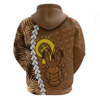 Vanuatu Coconut Crab Zip Hoodie Ni-Van Tropical Leaves With Sand Drawing Art