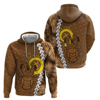 Vanuatu Coconut Crab Zip Hoodie Ni-Van Tropical Leaves With Sand Drawing Art
