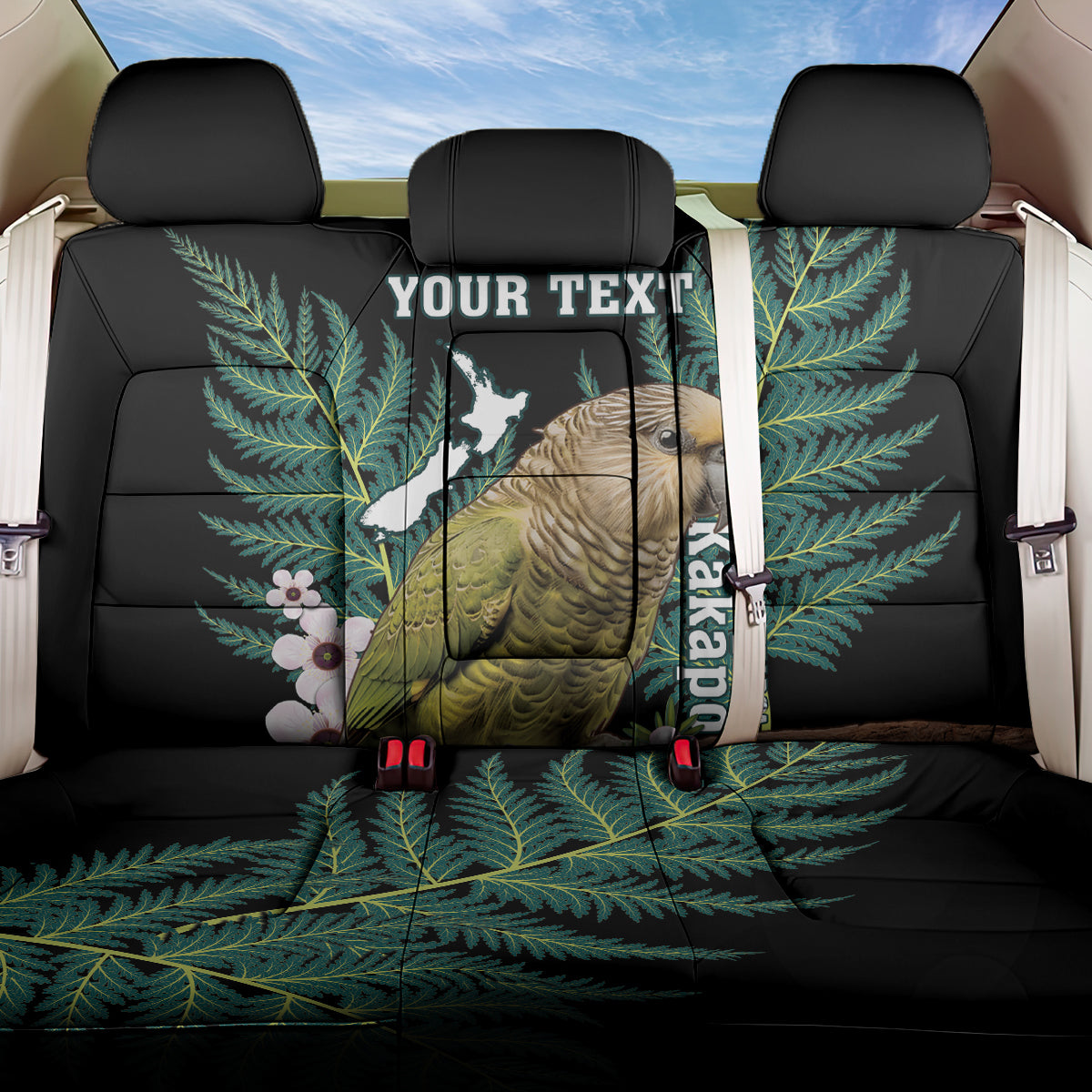 Personalised New Zealand Kakapo Back Car Seat Cover Aotearoa Fern With Manuka