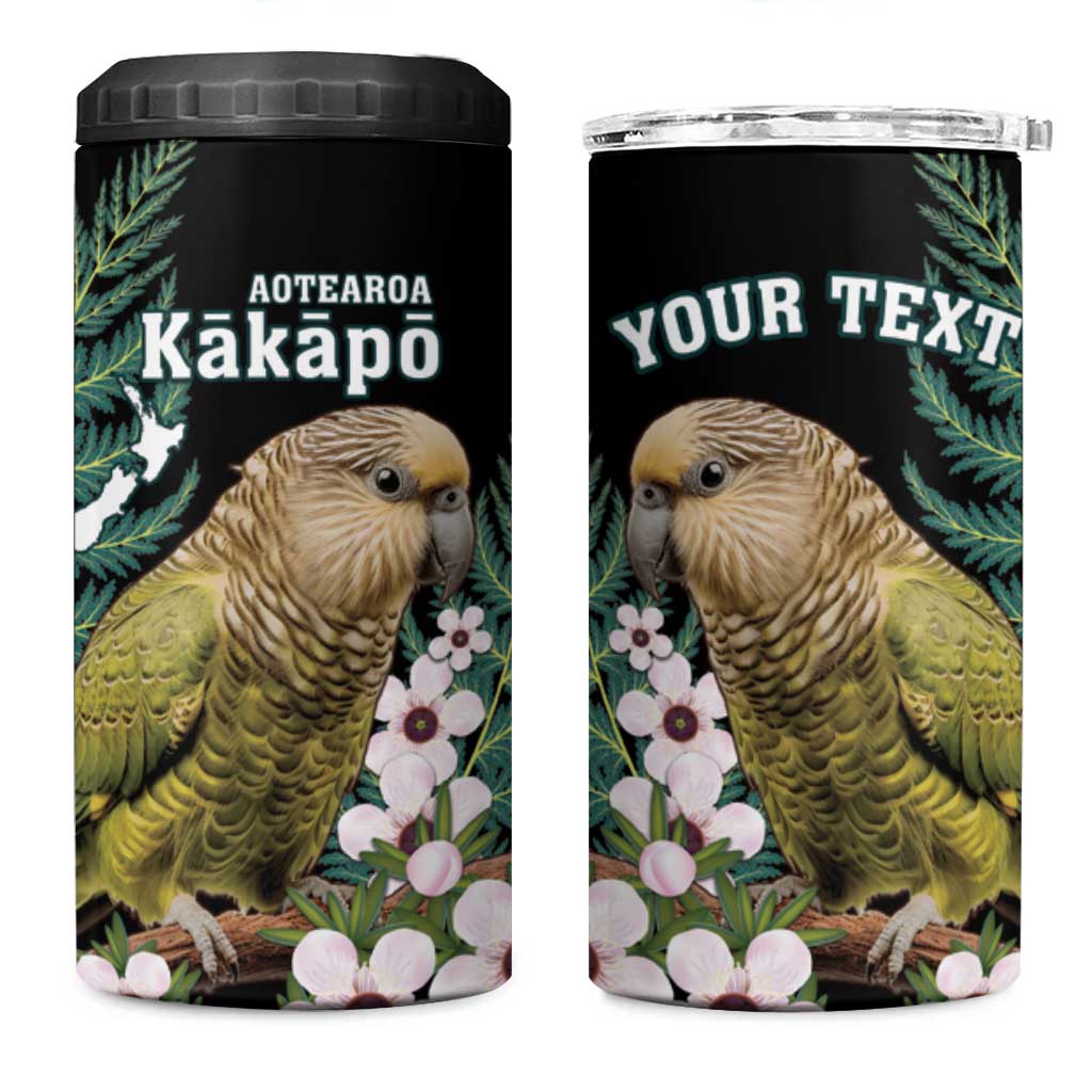 Personalised New Zealand Kakapo 4 in 1 Can Cooler Tumbler Aotearoa Fern With Manuka