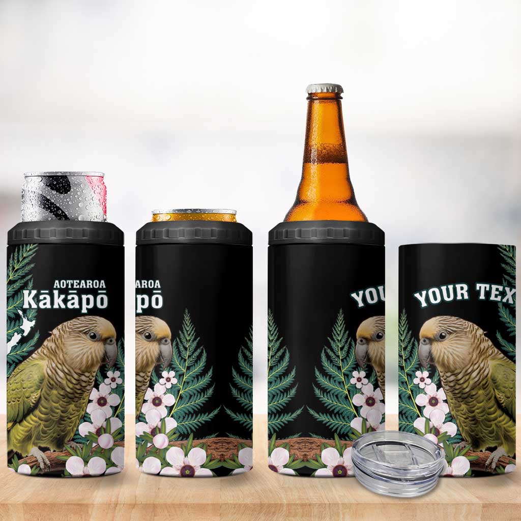 Personalised New Zealand Kakapo 4 in 1 Can Cooler Tumbler Aotearoa Fern With Manuka