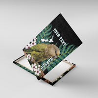 Personalised New Zealand Kakapo Canvas Wall Art Aotearoa Fern With Manuka LT14 With Frame Black - Polynesian Pride