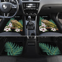 Personalised New Zealand Kakapo Car Mats Aotearoa Fern With Manuka LT14 Set 4pcs Black - Polynesian Pride