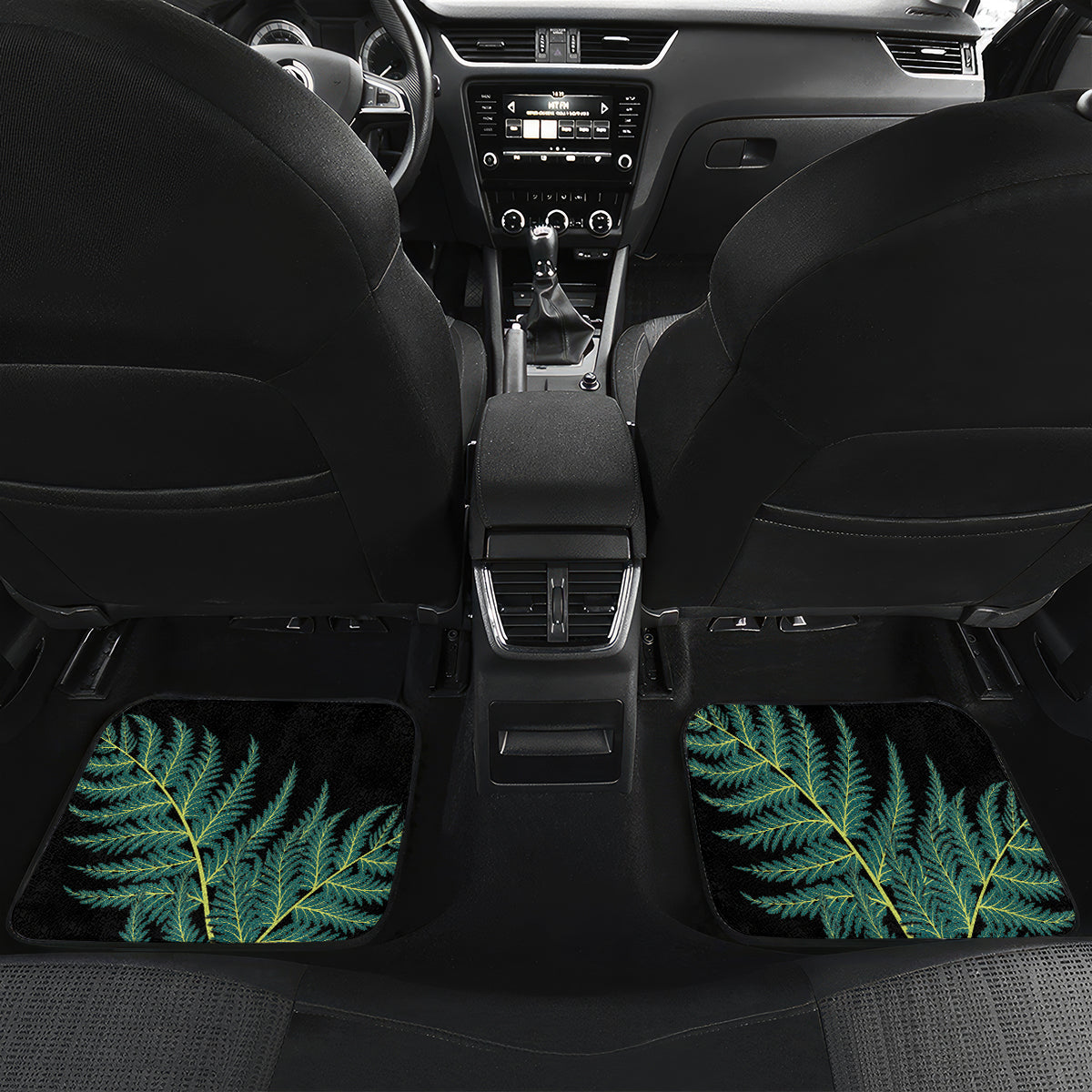 Personalised New Zealand Kakapo Car Mats Aotearoa Fern With Manuka LT14 Set 2pcs - Back Black - Polynesian Pride