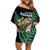 Personalised New Zealand Kakapo Family Matching Off Shoulder Short Dress and Hawaiian Shirt Aotearoa Fern With Manuka