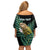 Personalised New Zealand Kakapo Family Matching Off Shoulder Short Dress and Hawaiian Shirt Aotearoa Fern With Manuka