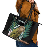 Personalised New Zealand Kakapo Leather Tote Bag Aotearoa Fern With Manuka LT14 - Polynesian Pride