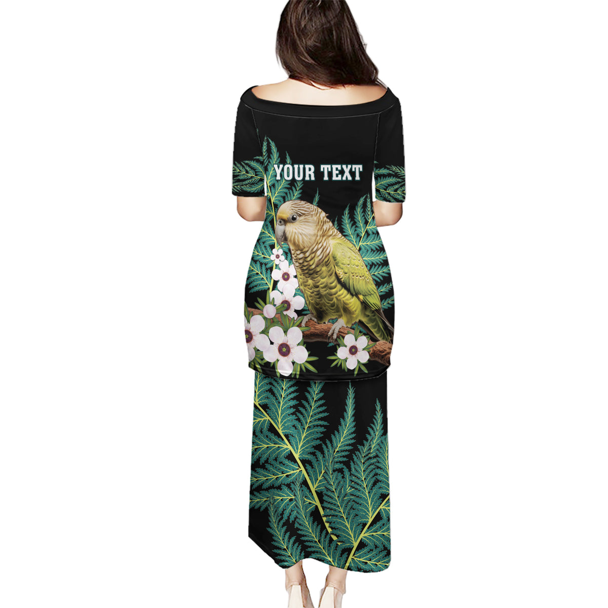 Personalised New Zealand Kakapo Puletasi Aotearoa Fern With Manuka LT14 - Polynesian Pride