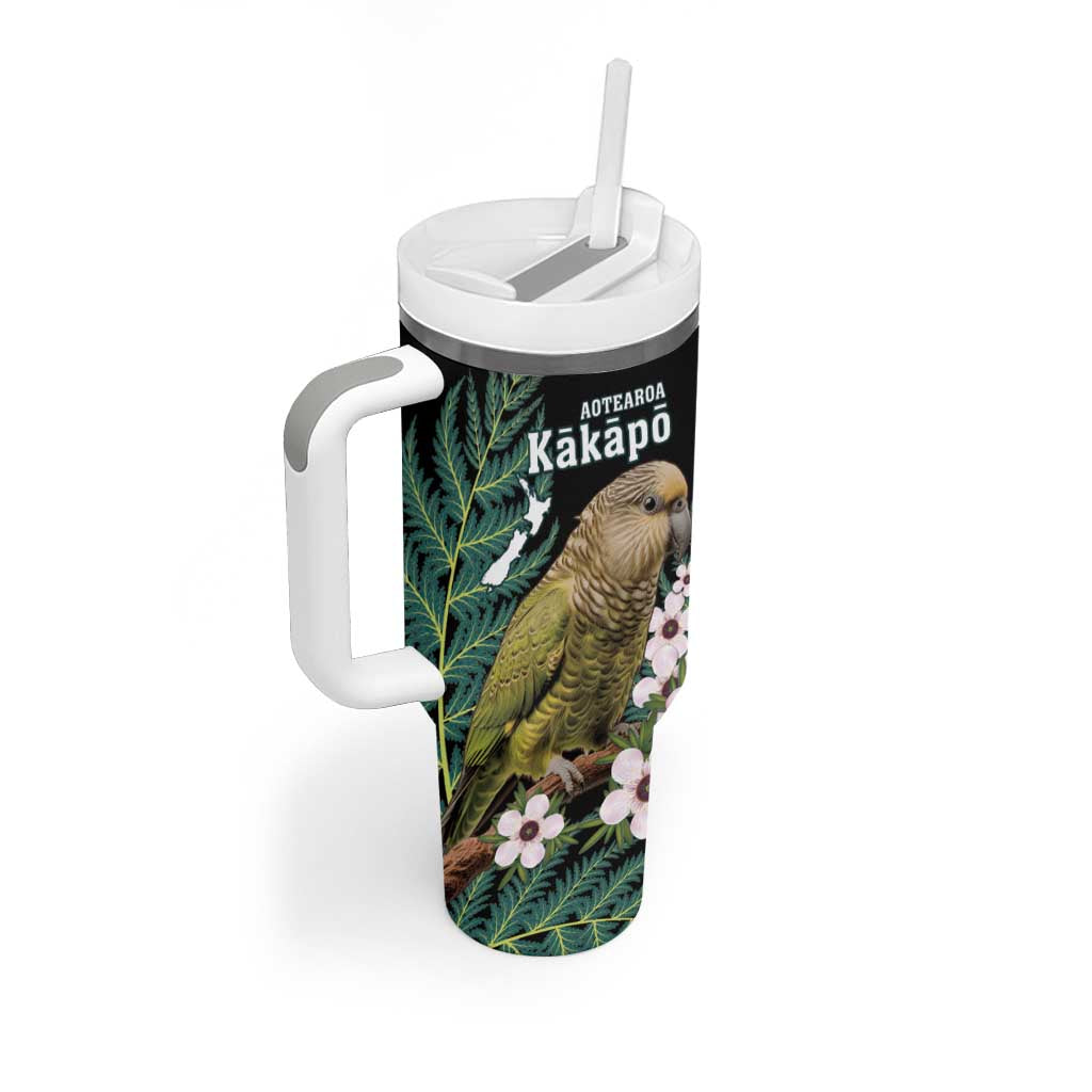Personalised New Zealand Kakapo Tumbler With Handle Aotearoa Fern With Manuka LT14 - Polynesian Pride