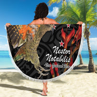 Personalised New Zealand Kea Beach Blanket Nestor Notabilis With Harakeke Maori Pattern LT14 - Polynesian Pride
