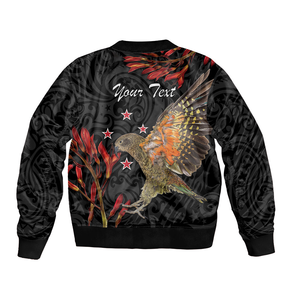 Personalised New Zealand Kea Bomber Jacket Nestor Notabilis With Harakeke Maori Pattern