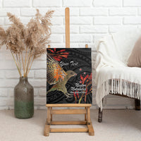 Personalised New Zealand Kea Canvas Wall Art Nestor Notabilis With Harakeke Maori Pattern LT14 - Polynesian Pride