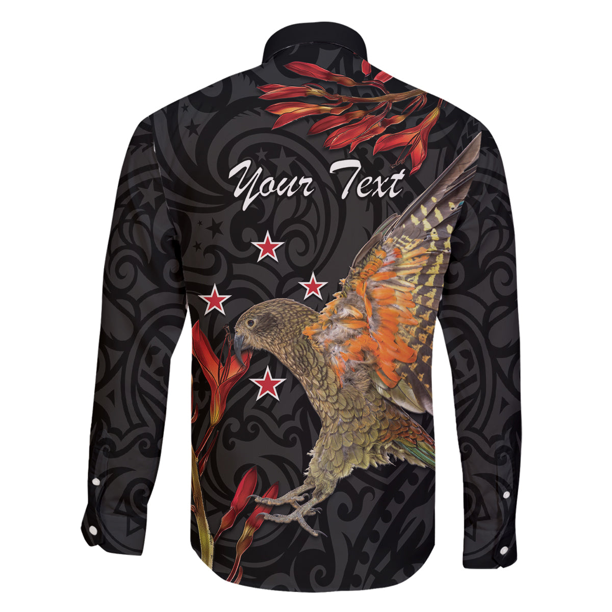Personalised New Zealand Kea Family Matching Off The Shoulder Long Sleeve Dress and Hawaiian Shirt Nestor Notabilis With Harakeke Maori Pattern