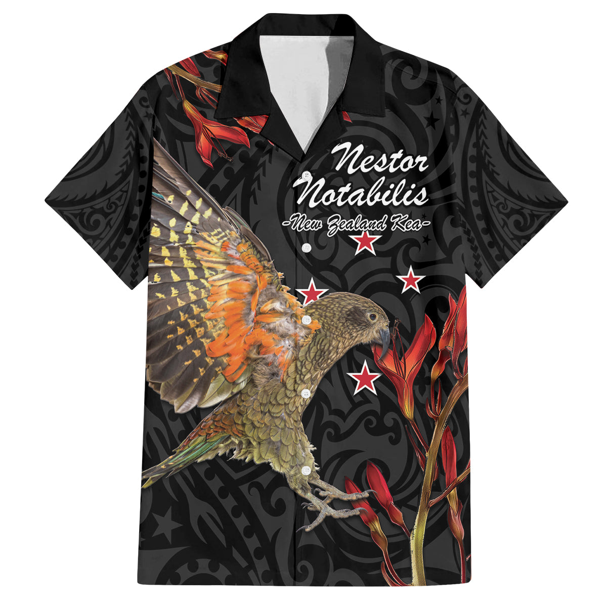 Personalised New Zealand Kea Family Matching Off Shoulder Maxi Dress and Hawaiian Shirt Nestor Notabilis With Harakeke Maori Pattern