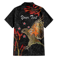 Personalised New Zealand Kea Family Matching Short Sleeve Bodycon Dress and Hawaiian Shirt Nestor Notabilis With Harakeke Maori Pattern