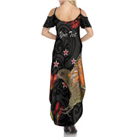 Personalised New Zealand Kea Family Matching Summer Maxi Dress and Hawaiian Shirt Nestor Notabilis With Harakeke Maori Pattern