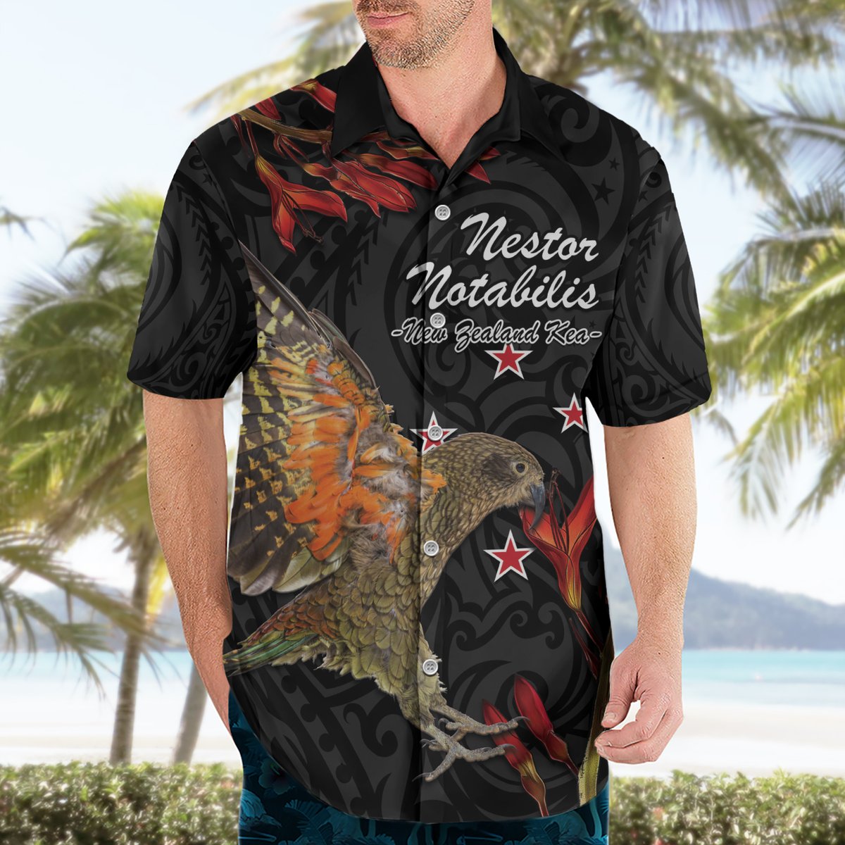 Personalised New Zealand Kea Hawaiian Shirt Nestor Notabilis With Harakeke Maori Pattern LT14 - Polynesian Pride