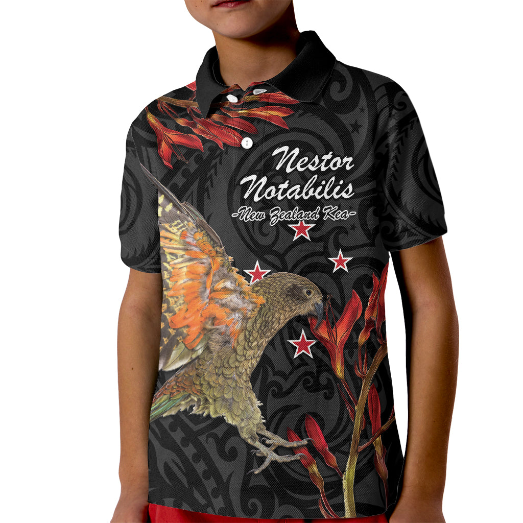 Personalised New Zealand Kea Kid Polo Shirt Nestor Notabilis With Harakeke Maori Pattern