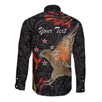 Personalised New Zealand Kea Long Sleeve Button Shirt Nestor Notabilis With Harakeke Maori Pattern