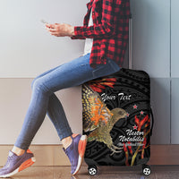 Personalised New Zealand Kea Luggage Cover Nestor Notabilis With Harakeke Maori Pattern