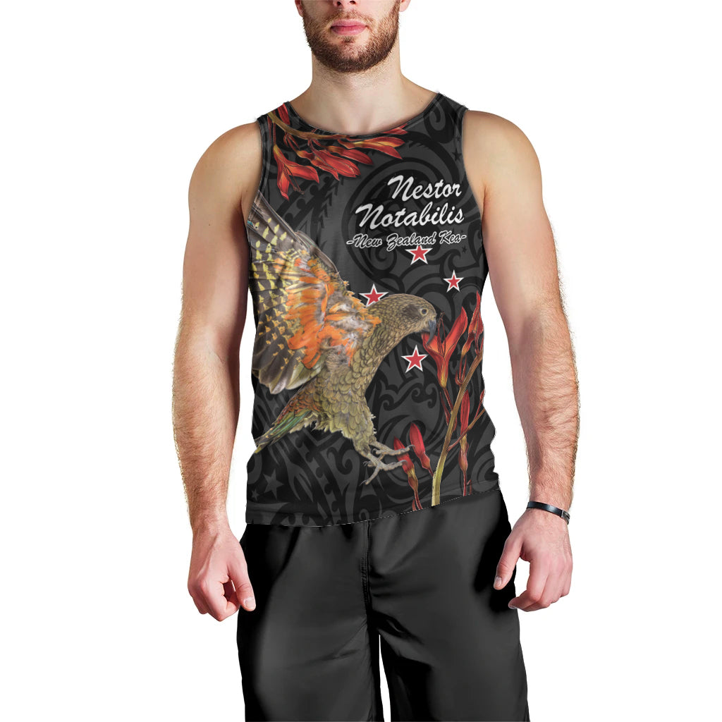 Personalised New Zealand Kea Men Tank Top Nestor Notabilis With Harakeke Maori Pattern LT14 - Polynesian Pride