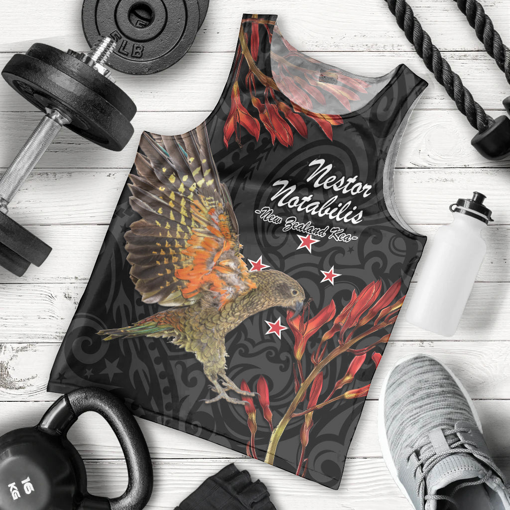 Personalised New Zealand Kea Men Tank Top Nestor Notabilis With Harakeke Maori Pattern LT14 - Polynesian Pride