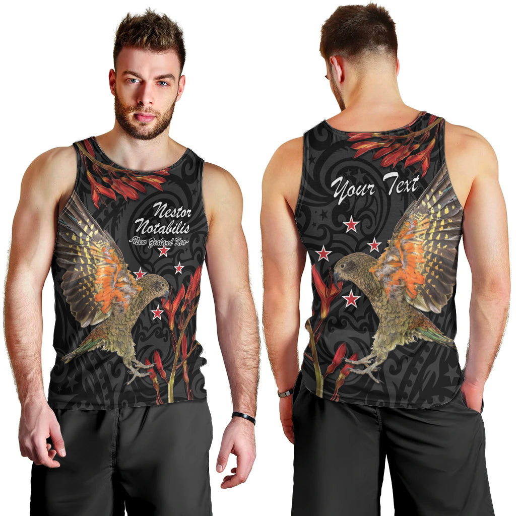 Personalised New Zealand Kea Men Tank Top Nestor Notabilis With Harakeke Maori Pattern LT14 - Polynesian Pride