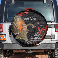 Personalised New Zealand Kea Spare Tire Cover Nestor Notabilis With Harakeke Maori Pattern LT14 Black - Polynesian Pride