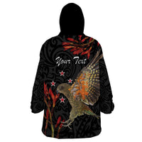 Personalised New Zealand Kea Wearable Blanket Hoodie Nestor Notabilis With Harakeke Maori Pattern LT14 - Polynesian Pride