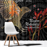 Personalised New Zealand Kea Window Curtain Nestor Notabilis With Harakeke Maori Pattern LT14 - Polynesian Pride