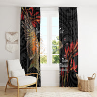 Personalised New Zealand Kea Window Curtain Nestor Notabilis With Harakeke Maori Pattern LT14 - Polynesian Pride