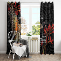 Personalised New Zealand Kea Window Curtain Nestor Notabilis With Harakeke Maori Pattern LT14 - Polynesian Pride