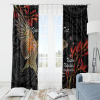 Personalised New Zealand Kea Window Curtain Nestor Notabilis With Harakeke Maori Pattern LT14 - Polynesian Pride