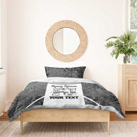 Custom Fiji Tapa Rugby Bedding Set Flying Fijian Black And White Version