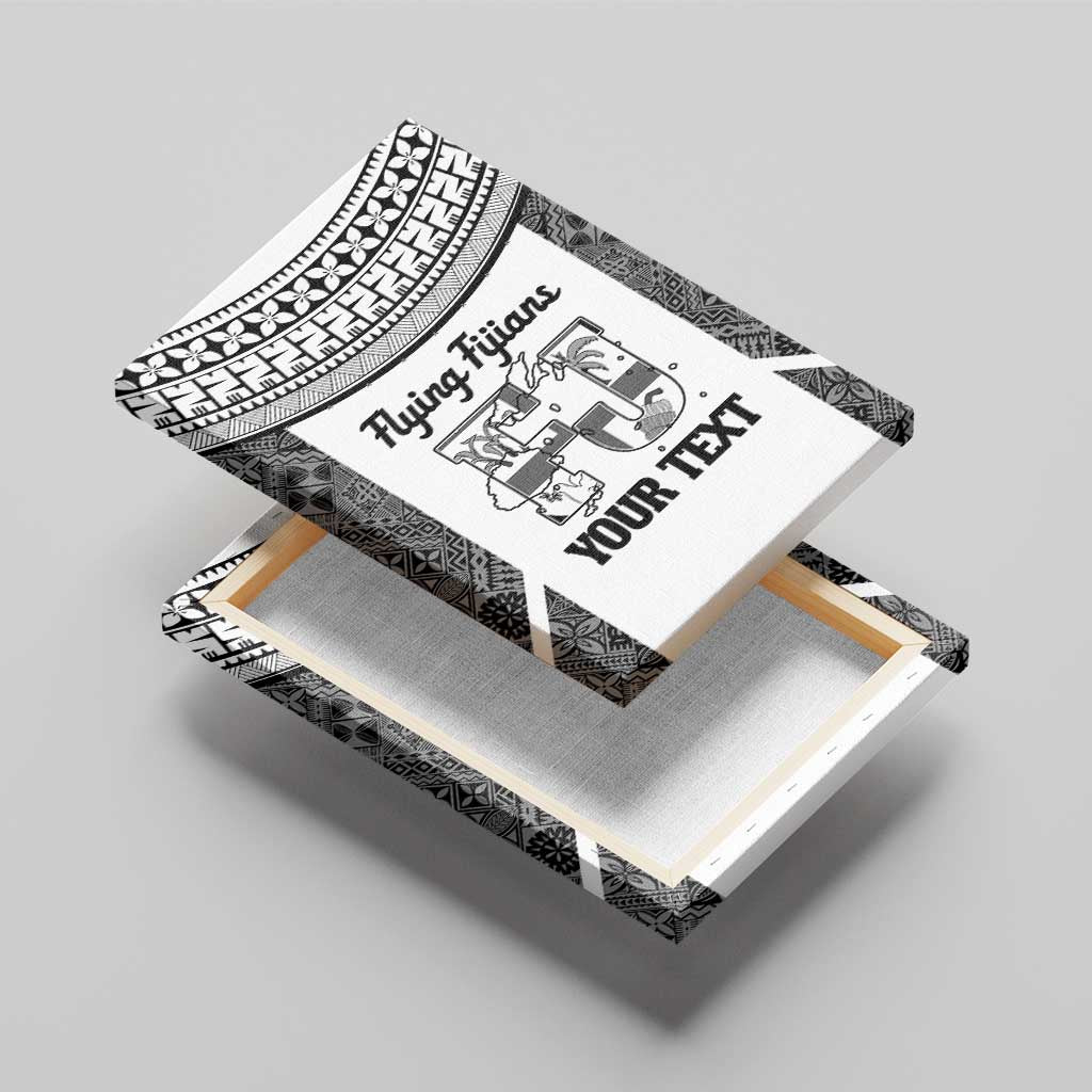 Custom Fiji Tapa Rugby Canvas Wall Art Flying Fijian Black And White Version