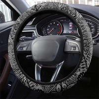 Fiji Tapa Rugby Steering Wheel Cover Flying Fijian Black And White Version