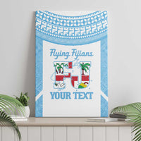 Custom Fiji Tapa Rugby Canvas Wall Art Flying Fijian Blue And White Version