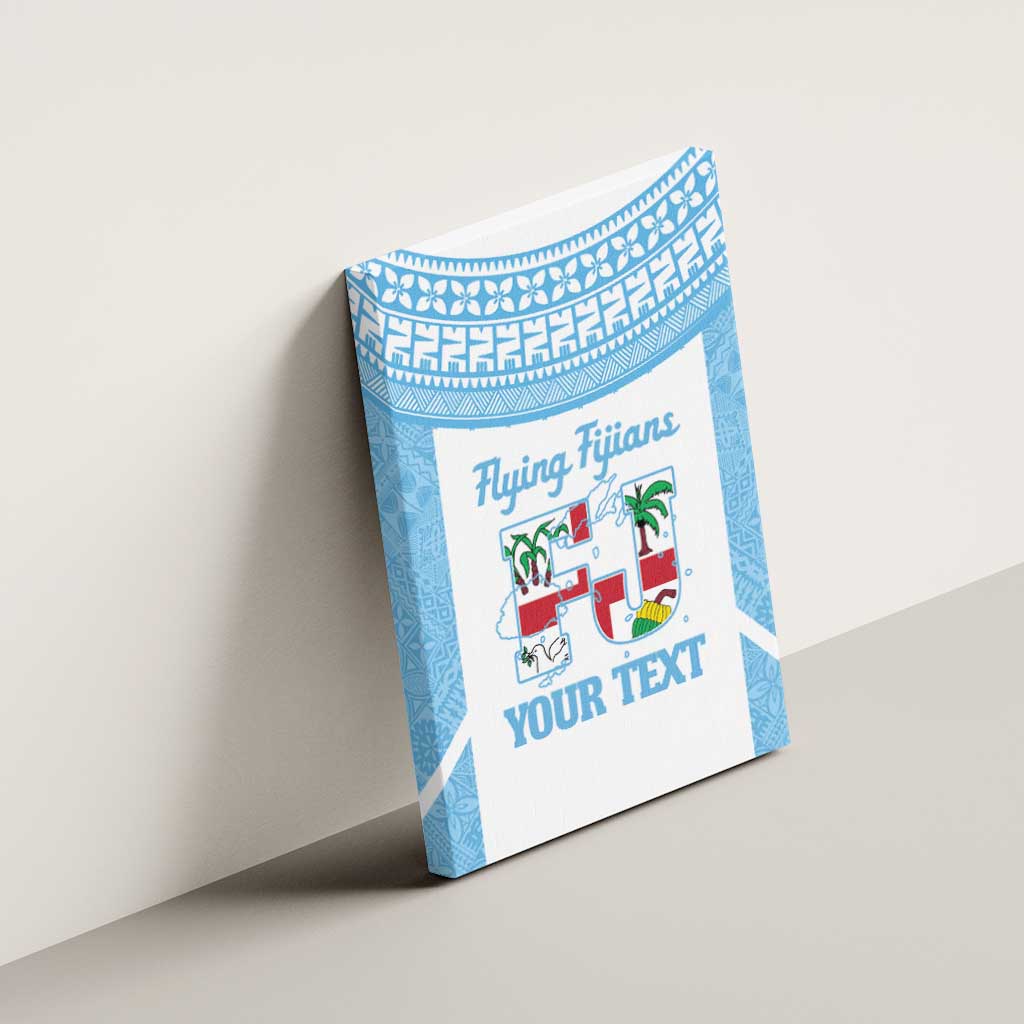 Custom Fiji Tapa Rugby Canvas Wall Art Flying Fijian Blue And White Version