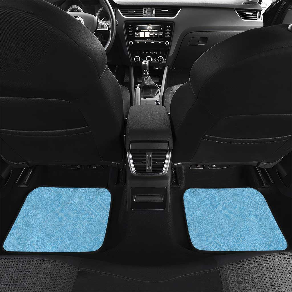 Custom Fiji Tapa Rugby Car Mats Flying Fijian Blue And White Version