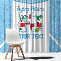 Custom Fiji Tapa Rugby Window Curtain Flying Fijian Blue And White Version