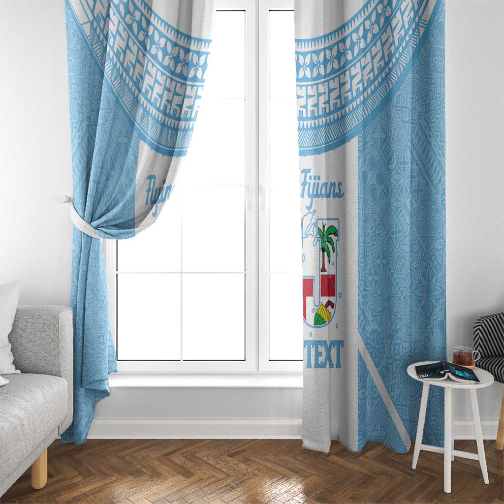 Custom Fiji Tapa Rugby Window Curtain Flying Fijian Blue And White Version