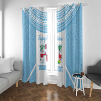 Custom Fiji Tapa Rugby Window Curtain Flying Fijian Blue And White Version