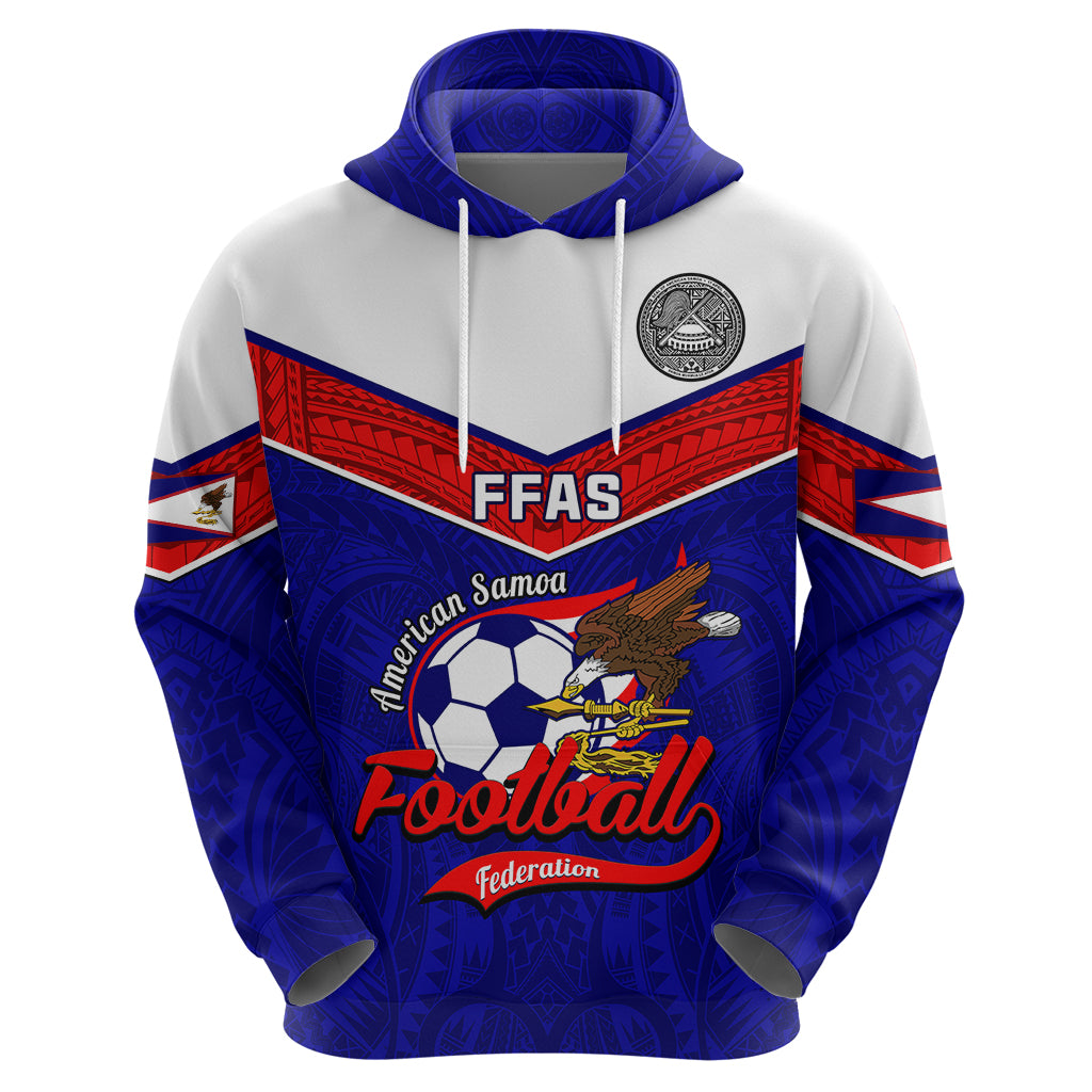 American Samoa Football Hoodie Polynesian Sporty Style LT14 Zip Hoodie Blue - Polynesian Pride