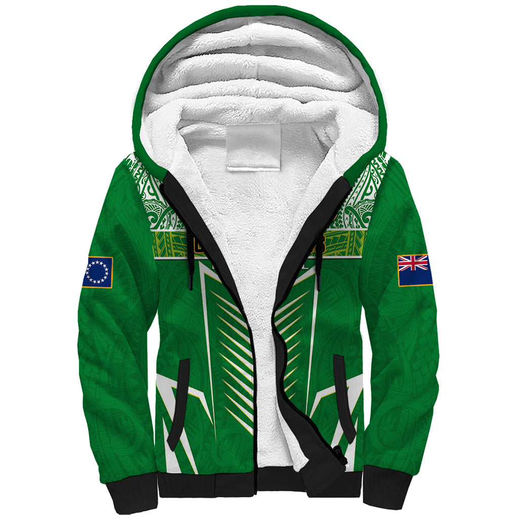 Cook Islands Football Sherpa Hoodie Go Kuki Airani Polynesian Sporty Style LT14 Unisex Green - Polynesian Pride