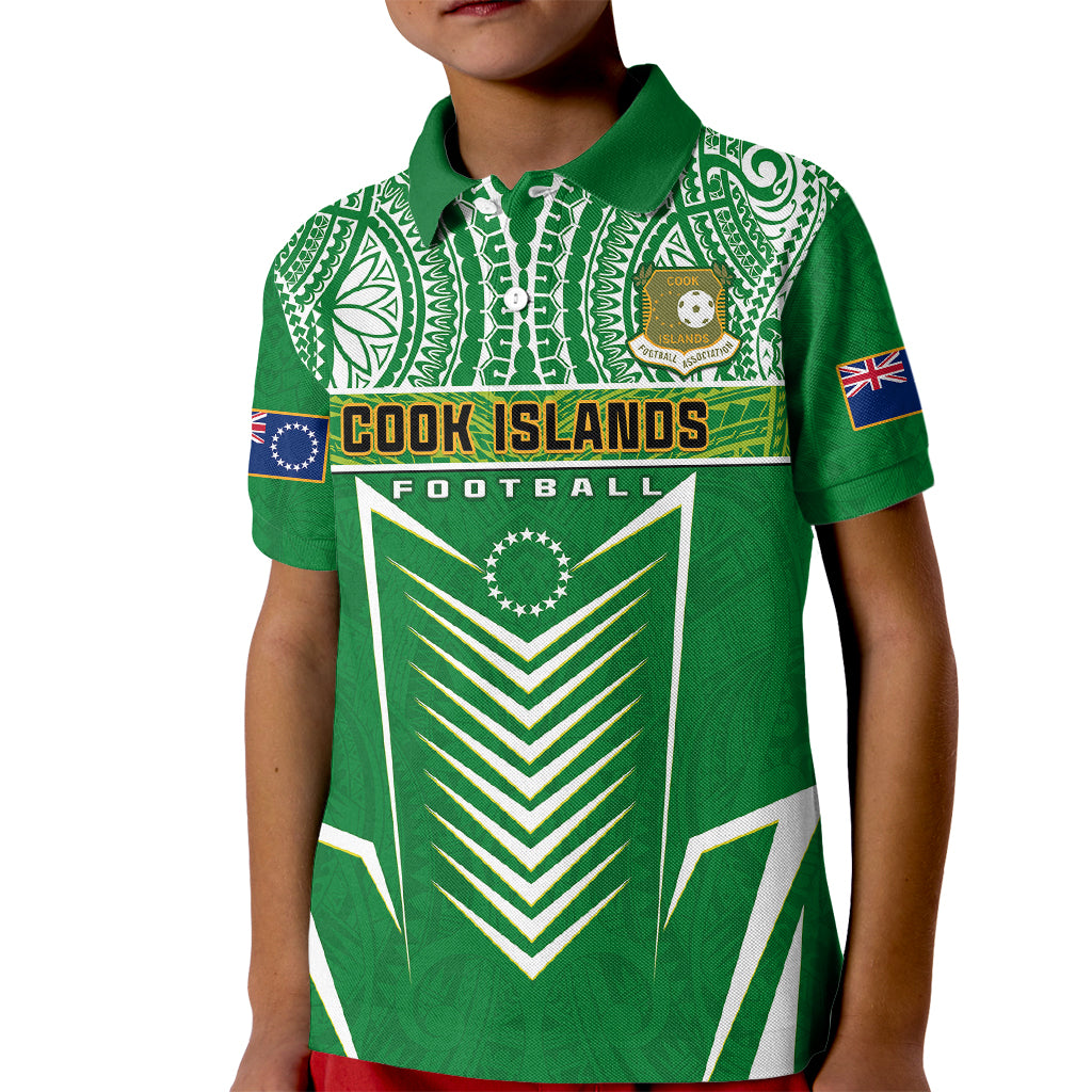 Personalised Cook Islands Football Kid Polo Shirt Go Kuki Airani Polynesian Sporty Style LT14 Kid Green - Polynesian Pride