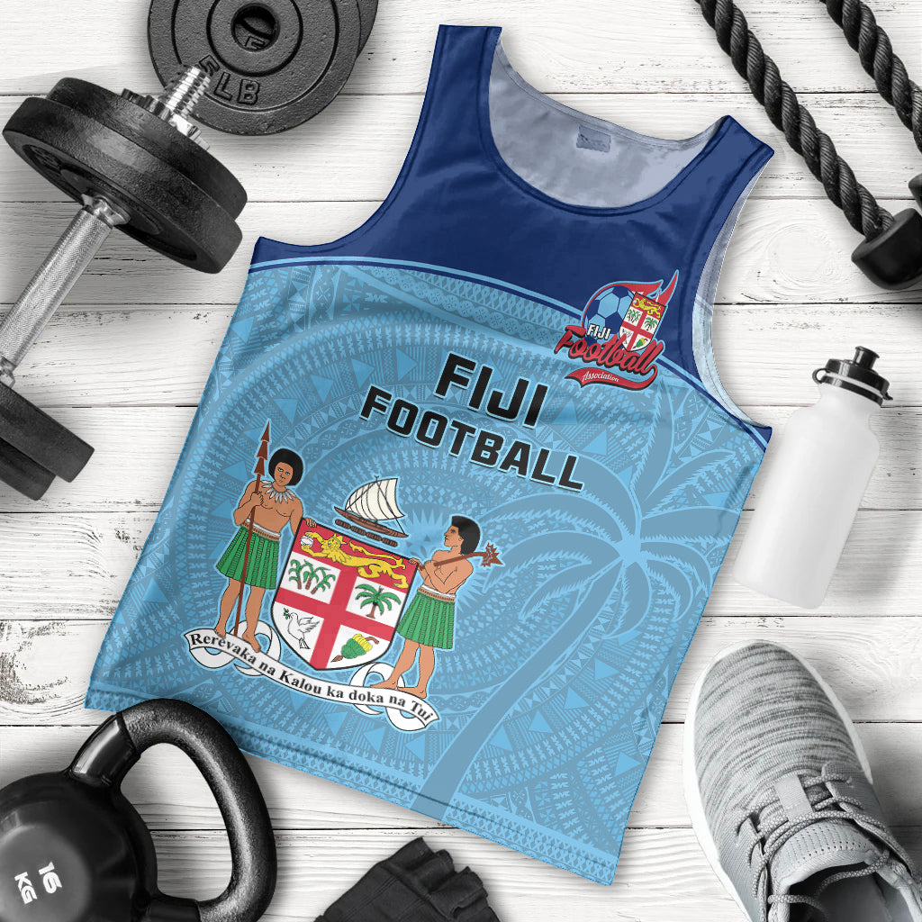 Fiji Football Men Tank Top Fijian Tapa Pattern Sporty Style LT14 Blue - Polynesian Pride