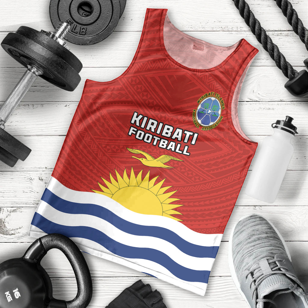 Kiribati Football Men Tank Top Polynesian Pattern Mix Kiribatian Flag LT14 Red - Polynesian Pride